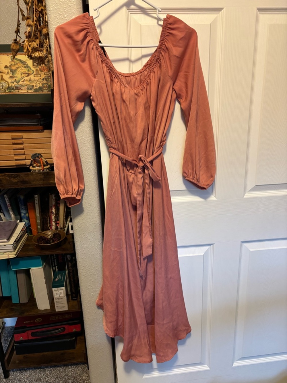 Forever 21 Mauve Long Sleeve Midi Dress with Tie Waist